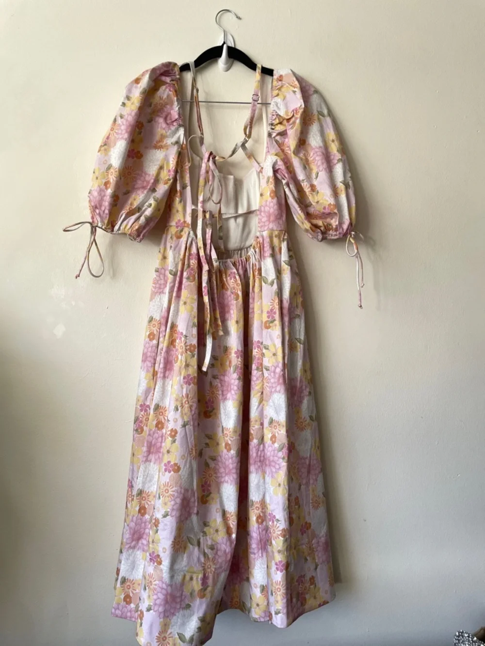 Love & Lemons Carrie Midi Dress Floral Corset Puff Sleeve Cottagecore coquette